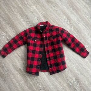 Kids Red and Black Plaid Jacket with fleece lining